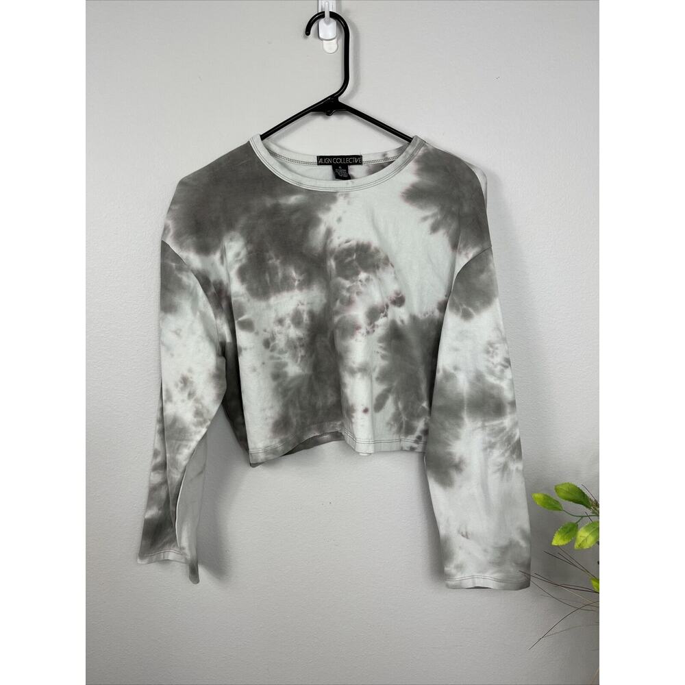 Align Collective Women’s Long Sleeve Crop Top Lounge Tie dyed Stretch Soft Sz.XL